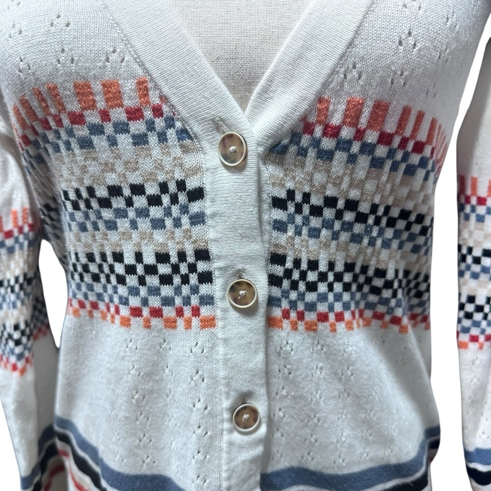 Pendleton Aztec Eyelet Button Cardigan Size Xs Li… - image 3